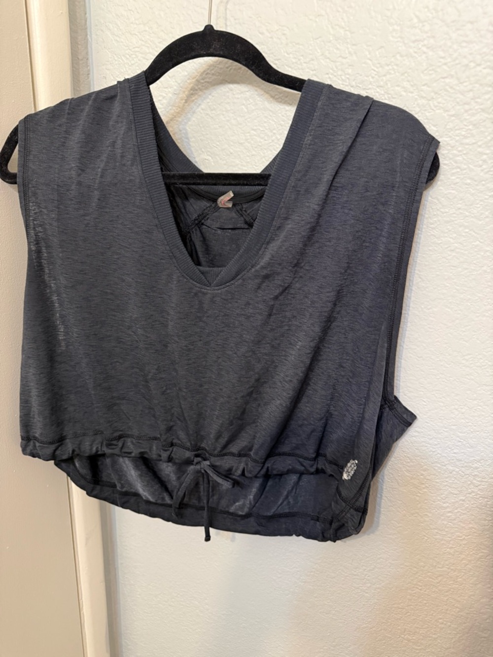 Free People Navy Drawstring Hem Sleeveless Tank